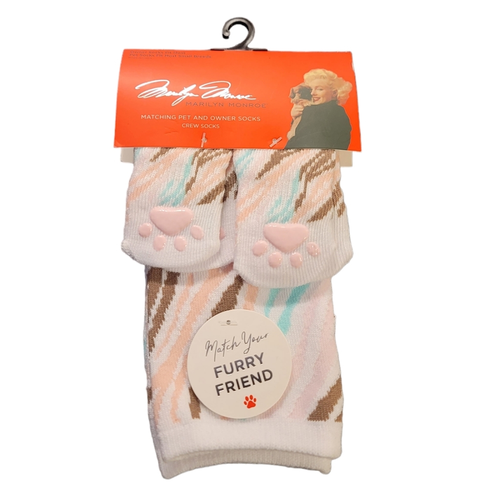 NWT! Marilyn Monroe Matching Pet & Owner Crew Socks For Small Dogs